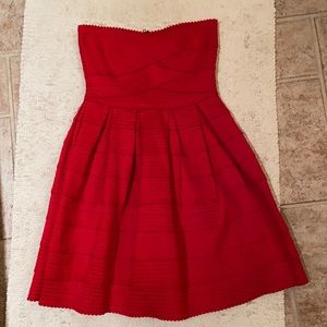 Strapless Mini Red Textured Dress Size 2